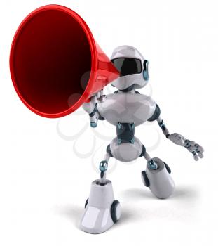 Royalty Free Clipart Image of a Robot With a Megaphone