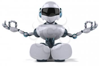 Royalty Free Clipart Image of a Meditating Robot
