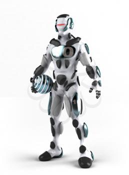 Royalty Free 3d Clipart Image of a Robot Holding a Ball