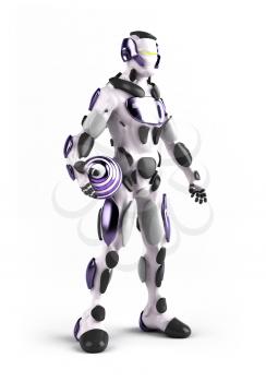 Royalty Free 3d Clipart Image of a Robot Holding a Ball