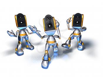 Royalty Free 3d Clipart Image of Stereo Head Robots