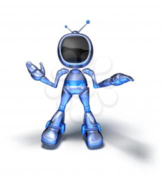 Royalty Free 3d Clipart Image of a Television Robot
