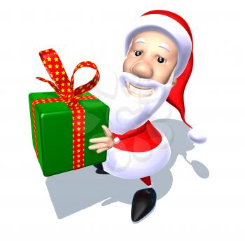Royalty Free 3d Clipart Image of Santa Holding a Gift