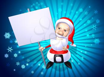 Royalty Free 3d Clipart Image of Santa Holding a Sign