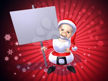 Royalty Free 3d Clipart Image of Santa Holding a Sign