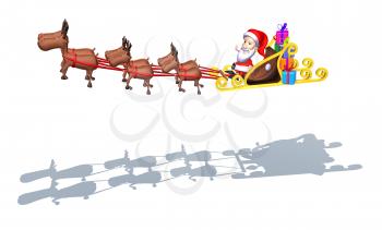 Royalty Free 3d Clipart Image of Santa Riding in a Sleigh Led by Reindeer