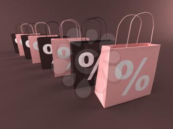 Royalty Free 3d Clipart Image of Shopping Bags with Percentage Signs on Them