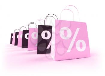 Royalty Free 3d Clipart Image of Shopping Bags with Percentage Signs on Them
