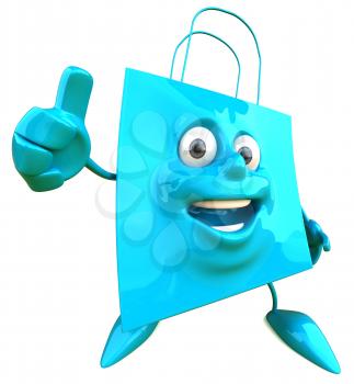 Royalty Free Clipart Image of a Blue Bag Giving a Thumbs Up