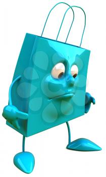 Royalty Free Clipart Image of a Gift Bag Looking Sad