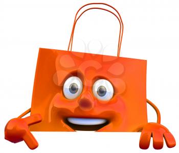 Royalty Free Clipart Image of an Orange Gift Bag