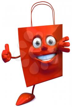 Royalty Free Clipart Image of a Red Bag Giving a Thumbs Up