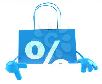 Royalty Free 3d Clipart Image of a Shopping Bag with a Percentage Sign on It