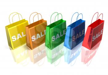 Royalty Free 3d Clipart Image of Shopping Bags with the Word Sale on Them