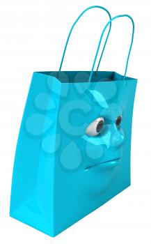Royalty Free 3d Clipart Image of a Shopping Bag with a Face on It