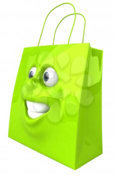 Royalty Free 3d Clipart Image of a Shopping Bag with a Face on It