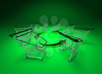Royalty Free 3d Clipart Image of Shopping Carts With Arrows
