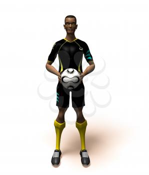 Royalty Free 3d Clipart Image of an African American Male Playing Soccer