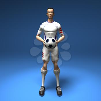 Royalty Free 3d Clipart Image of a Male Soccer Player