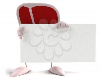 Royalty Free 3d Clipart Image of a Steak Holding a Sign