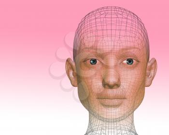 Royalty Free 3d Clipart Image of a Bald Woman's Head