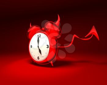 Royalty Free 3d Clipart Image of a Red Devil Alarm Clock