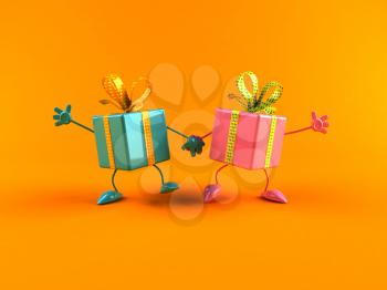 Royalty Free 3d Clipart Image of Shiny Gifts