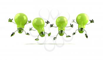 Royalty Free 3d Clipart Image of Green Light Bulbs