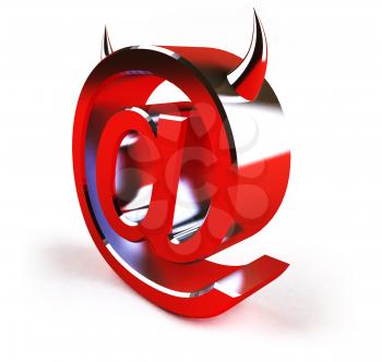 Royalty Free 3d Clipart Image of an At Sign With Devil Horns 