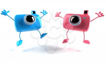 Royalty Free 3d Clipart Image of Jumping Cameras