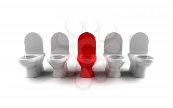 Royalty Free 3d Clipart Image of a Row of Toilets
