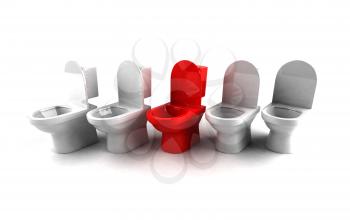 Royalty Free 3d Clipart Image of a Row of Toilets