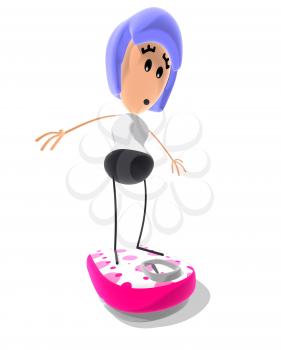 Royalty Free 3d Clipart Image of a Woman Standing on a Scale