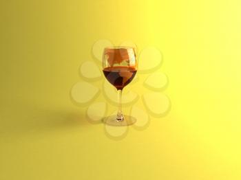Royalty Free 3d Clipart Image of a Glass of Red Wine