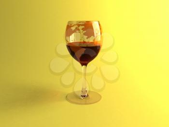 Royalty Free 3d Clipart Image of a Glass of Red Wine