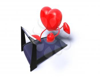 Royalty Free 3d Clipart Image of a Heart Running on a Treadmill