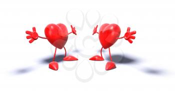 Royalty Free 3d Clipart Image of Two Hearts