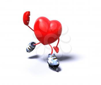 Royalty Free 3d Clipart Image of a Heart Rollerblading