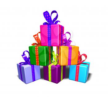 Royalty Free 3d Clipart Image of a Pyramid of Gifts