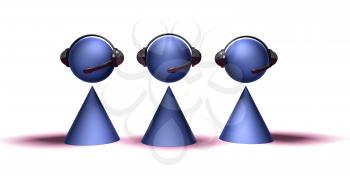 Royalty Free 3d Clipart Image of Cone Figures Wearing a Headset