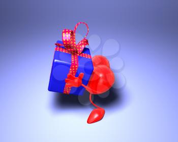 Royalty Free 3d Clipart Image of a Heart Holding a Gift