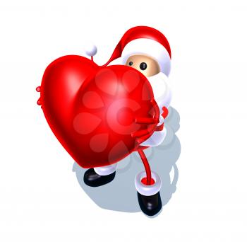 Royalty Free 3d Clipart Image of Santa Holding a Heart