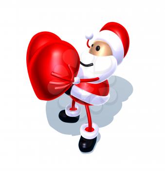 Royalty Free 3d Clipart Image of Santa Holding a Heart