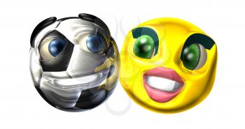 Royalty Free 3d Clipart Image of Two Smiley Emoticons