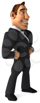 Royalty Free Clipart Image of a Businessman Standing With His Hands on His Hips