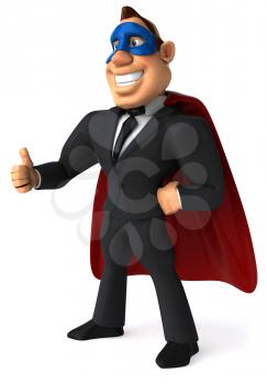 Royalty Free Clipart Image of a Superhero Businessman Giving a Thumbs Up