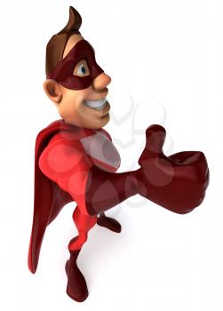 Royalty Free Clipart Image of a Superhero Giving a Thumbs Up