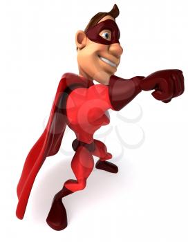 Royalty Free Clipart Image of a Superhero Punching