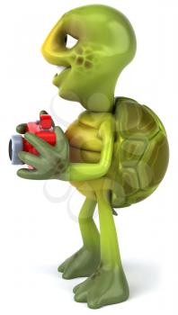 Royalty Free Clipart Image of a Side View of a Turtle Taking a Picture