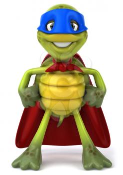 Royalty Free Clipart Image of a Superhero Turtle